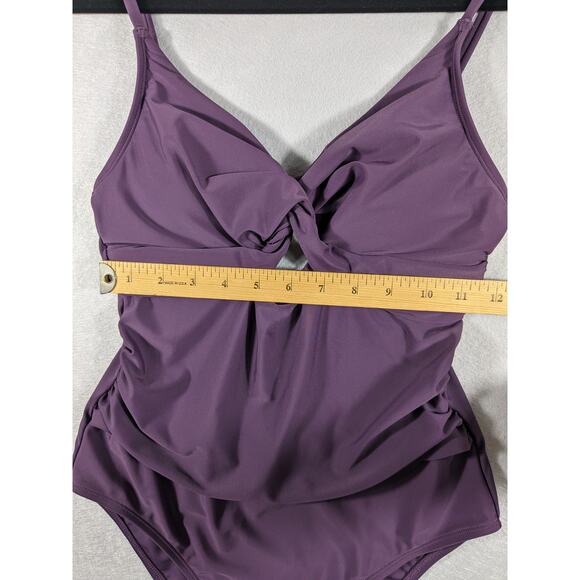NWT Cupshe Swim Suit Women's Small Purple One Piece Ruched Adjustable Strap - Picture 3 of 12